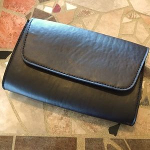 Black Vegan Leather Envelope Clutch